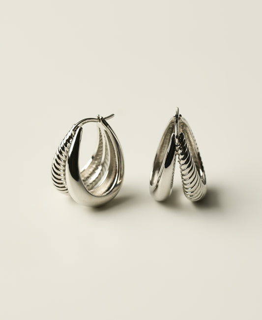 Textured Double Hoops in Silver